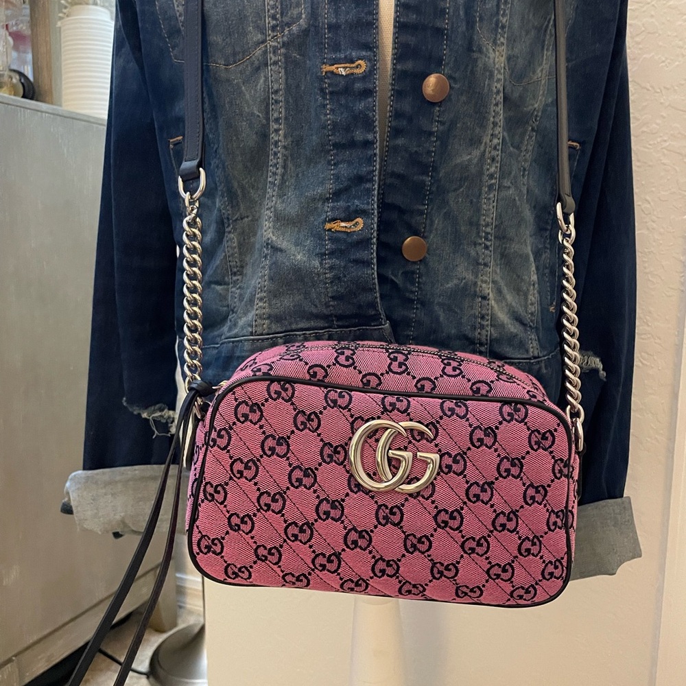 Gucci Monogram Multicolor Matelasse Small Marmont Chain Shoulder Bag